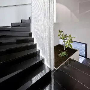 천연 검은 대리석 돌 아크 나선형 원형 계단 실내 계단 디자인 케이스