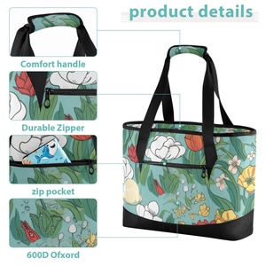 Wholesale Custom Hawaiian Flowers Thermal Lunch Box Puakenikeni Lei Oxford Material Cooler Lunch Bag Shoulder - Product Image 5