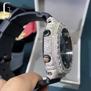 Boîtier de montre en moissanite Iced Out, <span class=keywords><strong>lunette</strong></span> DW6900, cadran diamanté, pièce de montre en argent sterling 925, moissanite VVS, passe le testeur de diamant - Product Image 2