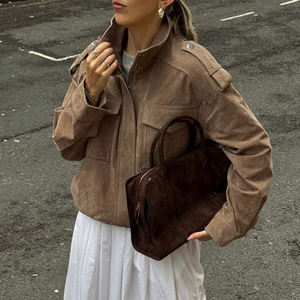 เสื้อแจ็คเก็ตทรงบลูซอนสไตล์ลำลองสำหรับผู้หญิง คอตั้ง ผ้าบรอดคลอธ ทรงหลวม ใส่สบาย เหมาะกับฤดูใบไม้ร่วง ทออย่างดี กันลม สีพื้น ย้อมสีธรรมชาติ เป็นมิตรกับสิ่งแวดล้อม - Product Image 3