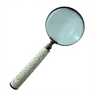 Latest Decorating Antler Handheld 16mm Lens <b>LED</b> Light Clear Fancy Magnifying Glass Wholesale Sale Leaf Design Brass Finished - Product Image 1