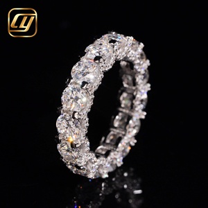 Anillo de Eternidad de Plata de Ley 925 con Diamantes Cultivados en Laboratorio, Corte Redondo, Bajo MOQ, Anillo Completo para Mujer, Venta Directa de Fábrica - Product Image 2
