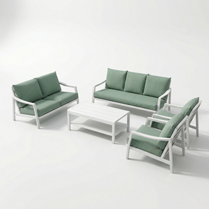 <span class=keywords><strong>Set</strong></span> Divano da Esterno a 4 Pezzi in Alluminio Moderno e Resistente per Patio, Giardino, <span class=keywords><strong>Balcone</strong></span>, Soggiorno e Conversazione nel Cortile - Product Image 1