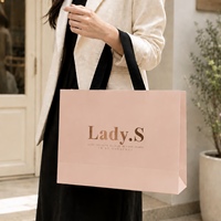 Sacs de shopping en carton rose imprimés avec logo personnalisé, dorure bronze, de luxe, haut de gamme, pour la mode féminine, les marques de perruques, les cadeaux et les supermarchés