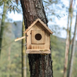 Outdoor Wooden Bird House with predator Nesting Box Wild Bird Viewing Hanging <b>Gap</b> Garden Bird Feeding Rural Cottage - Product Image 3