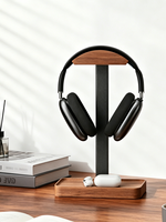 Support pour casque audio en bois vintage avec plateau de rangement pour la maison, le bureau et les jeux sur ordinateur