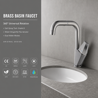 Robinet de lavabo gris bronze à poignée unique, à poser sur le comptoir, mitigeur de salle de bain, style moderne