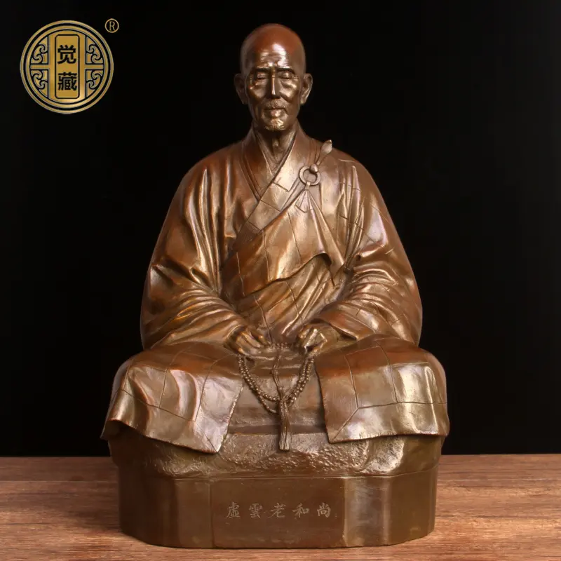 Reines Kupfer Xu Yun alter Mönch Bronzstatue Pose Zen Thai Doo Meister