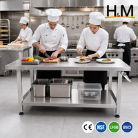 Table de travail professionnelle réglable en hauteur avec manivelle, en acier inoxydable, avec étagère inférieure, côté droit, conforme aux normes NSF
