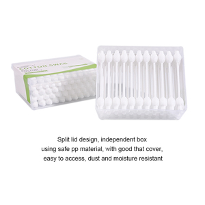 Coton-tiges de haute qualité pour hôtels, double embout en forme de calebasse, 55 pièces, bâtonnets en plastique, avec boîte carrée plate - Product Image 4