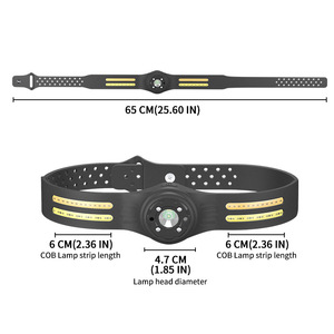 Linterna frontal COB con batería incorporada, carga tipo C, ajustable, ligera, con tira LED para uso en exteriores. - Product Image 2