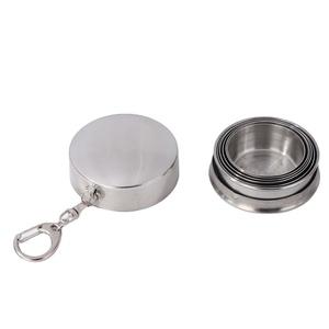 Taza Plegable de Acero Inoxidable de 60ml, 140ml, 250ml para Viajes al Aire Libre, con Anillo para Llaves, para Bebidas como Pabst, <span class=keywords><strong>Fiji</strong></span>, Bitter, Millburn - Product Image 4