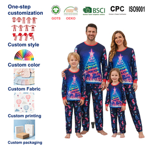 Set di Pigiami Natalizi Coordinati per Famiglia, Mamma Papà Bambini, Morbidi e Caldi, Abbigliamento da Notte per le Festività, Personalizzabili OEM - Product Image 1