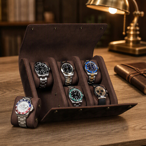 Étui de rangement portable pour montres, 6 emplacements, fabriqué à la main, en PU, personnalisé, pour cadeau - Product Image 1