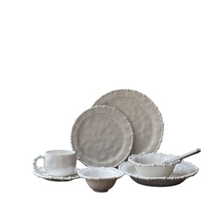 French Irregular Pearl Ceramic Plate Bead Wholesale Dinnerware <b>Sets</b>-Ceramic Bowl Cup Dessert Plate - Product Image 5