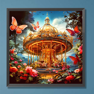 40*40cm Golden <span class=keywords><strong>palazzo</strong></span> decorazione per la casa pittura a diamante completo rotondo 5D acrilico creativo dipinto a mano diamante per la decorazione della parete - Product Image 3