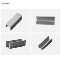 Magnifique porte de douche de salle de bain en acier inoxydable poteau mural carré support de panneau en verre trempé pinces d'angle Clips antidérapants