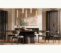 Fauteuils de restaurant de maison de luxe Mobilier Mobilier Cadre en bois de chêne Bras en métal Chaises de salle à manger