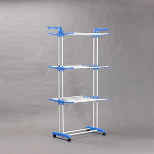 SANIPRO Tendedero <span class=keywords><strong>de</strong></span> <span class=keywords><strong>Ropa</strong></span> Barato, Doble Barra, Plegable, Telescópico, Tipo Ala, con Estantes para Zapatos - Product Image 4