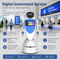 Nuevo Robot de Recepción para Edificios de Oficinas Moonlight Blue con Navegación SLAM, Martin, ABS de Alta Resistencia + PC, Motores Dobles para una Operación Inteligente