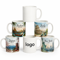 Vente en gros de tasses à sublimation en céramique de 11 oz, souvenirs touristiques, logo personnalisé, tasses à café en porcelaine blanche vierges pour boutique de cadeaux