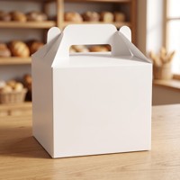 Boîtes cadeaux personnalisées en carton blanc couché avec poignée, recyclables, pour bonbons et sucreries, idéales pour les fêtes et événements.