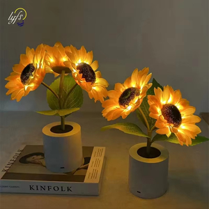 LED Night Light Rechargeable Sunflower Lights Interior Lighting Bedroom Bedside Desktop Decoration <b>Table</b> Lamp Night Lamps - Product Image 2