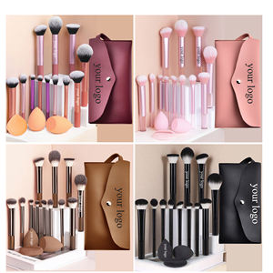 Nouveau modèle 2026 – Ensemble de 15 pinceaux de maquillage vegan de luxe, doux et haut de gamme, personnalisables sans marque, pour le visage, les yeux et les lèvres, avec pochette en PU - Product Image 3