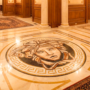 Mosaico a Medaglione in Marmo dal Design Europeo Personalizzato con Motivo a Ritratti Murali Moderni e Bordo per Applicazioni su Piastrelle Quadrate per Pavimenti <span class=keywords><strong>di</strong></span> Hotel - Product Image 1