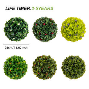 Q112 ukuran kustom plastik hijau bougnvil daun dengan buah Topiary bola tanaman sentuhan nyata buatan bola gantung - Product Image 4