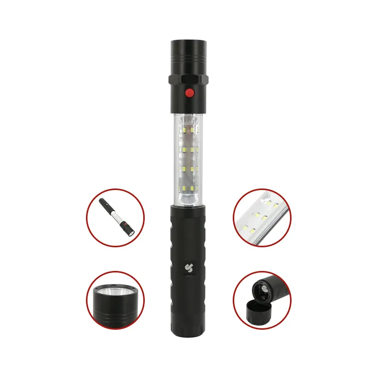 Durapower 200 Lumen 2 in 1 Aluminum Telescopic flashlight Convoy Tactical LED Flashlights Magnetic With Pull Out Work Light