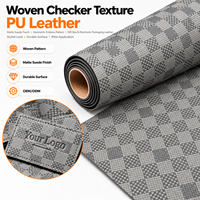 Emballage en cuir jacquard à motif damier tissé haut de gamme personnalisé en PU à neuf carrés pour étiquette de patch en cuir et emballage de boîte cadeau