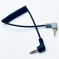 Câble audio spiralé rouge à angle droit de 90 degrés, 3,5 mm, gaine en PVC, connecteur plaqué or, DC3.5 vers 3 pôles vers 3/4 pôles pour microphone