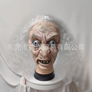 Masque en latex de monstre aux grands yeux et aux cheveux blancs pour costume de fête d'Halloween DIY - Product Image 1