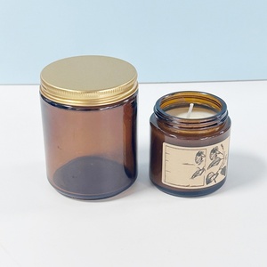 High Quality 2oz 4oz 8oz 16oz <b>Empty</b> Green Amber Glass Candle <b>Jars</b> With Lids for Scent Candles - Product Image 5