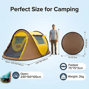 Tentes de camping pliantes automatiques, portables, ultralégères, imperméables, pour la famille, les voyages, la plage, le glamping, les activités de plein air et les bateaux - Product Image 4