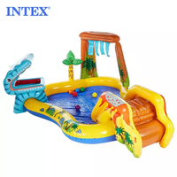 INTEX 57444 Dinosaurier Aufblasbares Spielcenter Wasserbecken Kinder-Schwimmbecken Wassersprüh-Park für Kinder