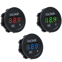 Voltmeter Mini Bulat DC 12V 24V Tegangan Rendah LED Volt Meter Panel Mount Baterai Mobil Voltmeter Digital untuk Kapal Laut Truk