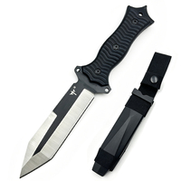Couteau tactique à lame fixe 7Cr13 Full Tang Stonewash avec manche en fibre de nylon, couteau de survie en plein air avec étui Kydex