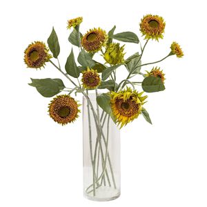 Meng Jie Girasoles Artificiales de Seda con Base Realista, Decoración Navideña para el Hogar, Arreglo de 10 Piezas para Jarrón - Product Image 5