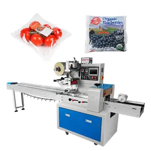 Automatic Horizontal Plastic Tray Blueberry Tomato Fruit And Vegetable Pillow Sachet Packing Machine