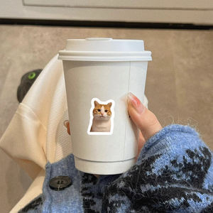 500 uds/rollo <span class=keywords><strong>gatos</strong></span> Meme pegatinas de vinilo para ordenador portátil calcomanías decorativas embalaje personalizado divertido gato expresión etiquetas regalos promocionales - Product Image 2