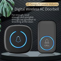 Sonnette de porte intelligente sans fil avec sonnerie, lumière LED clignotante, volume élevé et faible, kit d'équipement de protection de sécurité pour bureau et hôtel