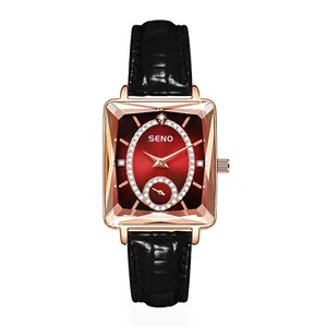 Seno S074, reloj de cuarzo de forma cuadrada para mujer, banda de acero inoxidable, moda de lujo, estilo Popular, reloj de cristal resistente al agua para niña