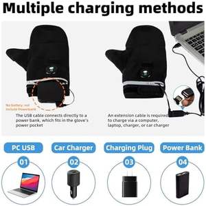 MKEFMEI Gants chauffants USB sans doigts pour hommes femmes mitaines de travail chaudes d'hiver couverture complète/demi-mains sans batterie snowboard - Product Image 6