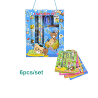 Geschenkbox für Schulkinder mit Buntstiften, Anspitzer, Radiergummi, Notizbuch und Lineal – 6-teiliges Schreibwarenset für Kinder