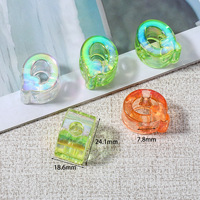 Perles intercalaires en acrylique transparent coloré à grand trou de 6 mm, lettres de l'alphabet anglais, tendance mode, pour porte-clés faits main DIY