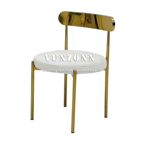 Precio al por mayor de alta calidad de la boda de oro usado asiento redondo de acero inoxidable sillas de comedor para alquiler - Product Image 6