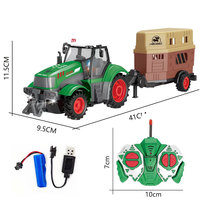 Camions forestiers télécommandés en métal 4CH 1:24, tracteur agricole, remorque forestière, chargeur, télécommande, portée de 30 m, prêt à l'emploi