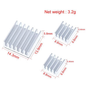 1/3 juego de disipador de calor adhesivo Raspberry <span class=keywords><strong>Pi</strong></span>, juego de disipador de calor de aluminio puro, radiador para refrigeración 2 B - Product Image 2